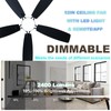 52in Black Ceiling Fan with Light, Flush Mount, Remote APP