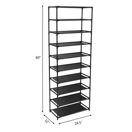 Unbranded Adjustable Shoe Rack Organizer Storage Shoe Shelves 10 Tier 50 Pair FreeStanding