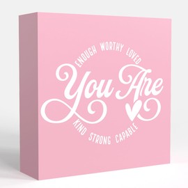 Krollma Positive Gifts for Women, Mental Health Decor,Therapist Office Decor Inspirational Gifts for Women, Wooden Box Sign for Therapy Office Counselor Home Farmhouse Living Room Desk Shelf Decor