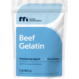 Beef Gelatin Powder, 2lb (32oz) | Premium Source from Grass-Fed & Pasture Raised Beef | Unflavored Thickening Agent for Cooking & Baking | Rich in Natural Protein & Collagen | Non-GMO, Gluten Free