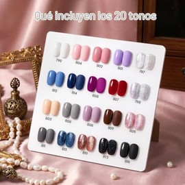 Beetles Kit de 23 Esmaltes en Gel Modern Muse – 20 Colores Nude, Gris, Rosa y Azul con 3 Bases: Brillante y Mate, Libre de 9 Tóxicos