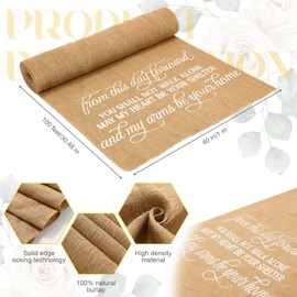 Tudomro 40 Inch x 100 Ft Extra Long Natural Burlap Wedding Aisle Runner Outdoor Jute Burlap Aisle Runner for Wedding Ceremony Rustic Indoor Carpet for Walkway (Stylish Style)