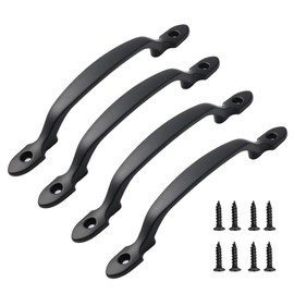 BOOLSFMAM Pack of 4 Cabinet Handles, Kitchen Handles, Door Handles, Drawer Handles, Furniture with Screws for Wardrobe, Bedroom, Length 158 mm