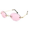 [SPEED ADDICT] TWO POINT RIMLESS OVAL SUNGLASS, GOLD x PINK