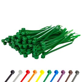 Gocableties Cable Ties, Pack of 100, Green, 200 mm x 2.5 mm with 8.1 kg Tensile Strength, UV Resistant Set