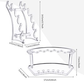 Sherr 2 Pieces Plastic Pen Holder Stand, 6 Slot 2 Kinds Vertical and Horizontal Pen Display Stand Rack Makeup Brush Rack Organizer Eyebrow holder for Store Office Home(Clear)
