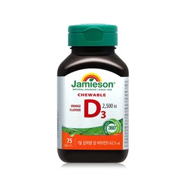 Jamieson Chewable Vitamin D3 2500IU Orange Flavor (700mg / 자미에슨 츄어블 비타민D3 2500IU 오렌지맛 (700mg X 75정) 75일분