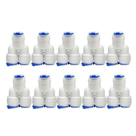 10Pieces, 1/4" Y Type 3 Way Water Filter Push Fit Tap Connectors & Tubing Kit, Complete Filtration Set for 6.5mm Water Pipe