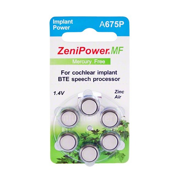ZeniPower Mercury Free Cochlear Implant Batteries 36 Batteries