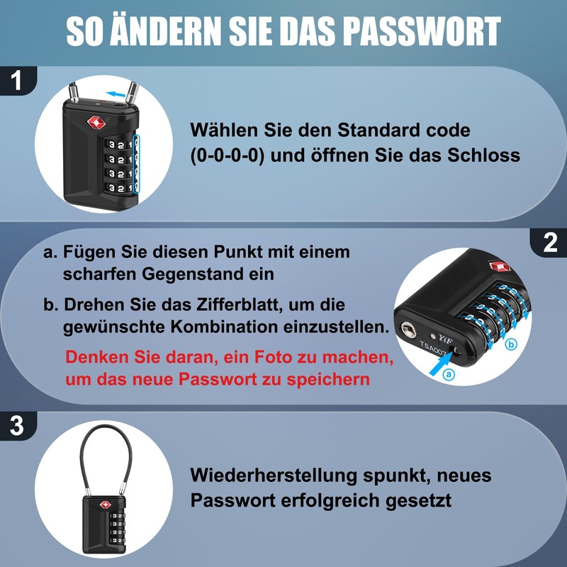TSA Luggage Locks, [Opening Alarm Indicator] High Security 4-Digit Combination