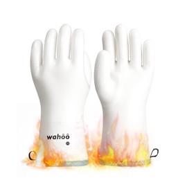 LANON Protection wahoo Liquid Silicone Smoker Oven Gloves, Food-Contact Grade, Heat Resistant Gloves for Cooking, Grilling, Baking, White, XXL/11
