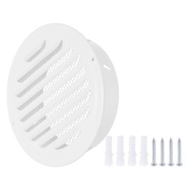 PATIKIL 6.3" Round Air Vent Cover, Stainless Steel Louvered Wall Inlet Outlet Grill Screen Mesh Ducting Soffit Vent with Screws for Ventilation, White