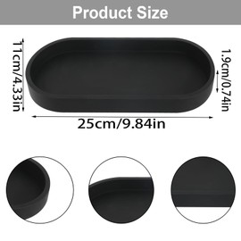 Set of 2 Bathroom Trays, Decorative Tray, Decorative Tray, Bathroom Tray, Decorative Tray, Black, Tray Black, Rectangular Decorative Tray, Oblong, for Kitchen Counter, Bathroom