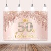 Canessioa 10x8ft Happy 50th Birthday Backdrop, Pink Rose Gold Fabulous