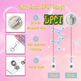ANDGING Funny DPCT Badge Reel Holder Nurse Nursing Medical Acrylic Badge Reels Retractable for Nurses Cute Glitter Badge Clip RN CNA LPN LVN ID Card Accessories Assistant Gifts CF68PJ