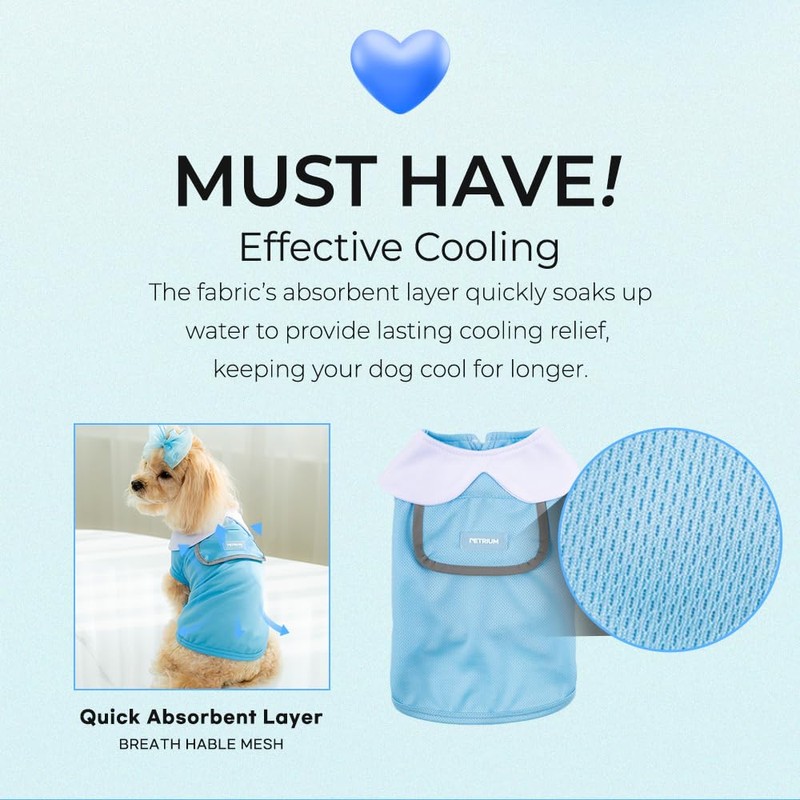PETRIUM Dog Cooling Vest - Cute, Lightweight, Breathable, Reflective Cooling