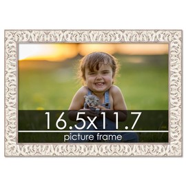 Poster Palooza A3 16.5x11.7 Frame Gold Ornate Whitewashed Complete Wood Picture Frame with UV Acrylic Plexiglass, Foam Board Backing & Hardware Included