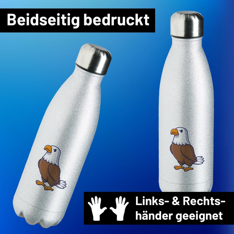 Huuraa Sports Bottle Eagle Comic Gift 500 ml Silver Stainless