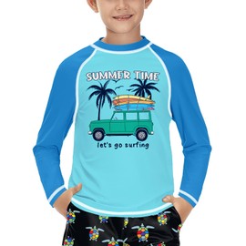 Kids Summer Surfing Rash Vest UPF 50+ Sun Protection Quick Drying Swim Tops Go Surfing Blue 9-10 Years