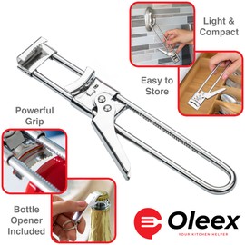 OLEEX YOUR KITCHEN HELPER Oleex Jar Opener for Weak Hands (x2) with Keychain Bottle Cap Opener. Easy Seniors Arthritis, Kids Openers. Gripper Tight Lid Opener, Kitchen Gadgets