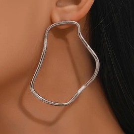 Chunky Geometric Hoop Earrings for Women Gold Silver Tone Statement Bold Design Drop Dangle Jewelry 2025 Trendy Fashion Accessories