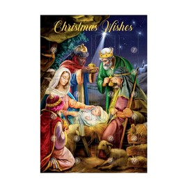 CBC Distributors Christmas Wishes Countdown Advent Calendar - Nativity 13cm x 19cm - Traditional 95004, Multicolor