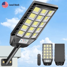 US Stock High Bright Solar Street Light Outdoor IP65 Waterproof LED Road Lamp with Motion Sensor Dusk to Dawn for Garden ParkingEmitting Color: White, Lamp Power(W): LA071, Battery Capacity: 7000mAh