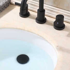 PARLOS Pop Up Drain Stopper with Overflow for Bathroom Sink Faucet Vessel Vanity, Matte Black, 20861