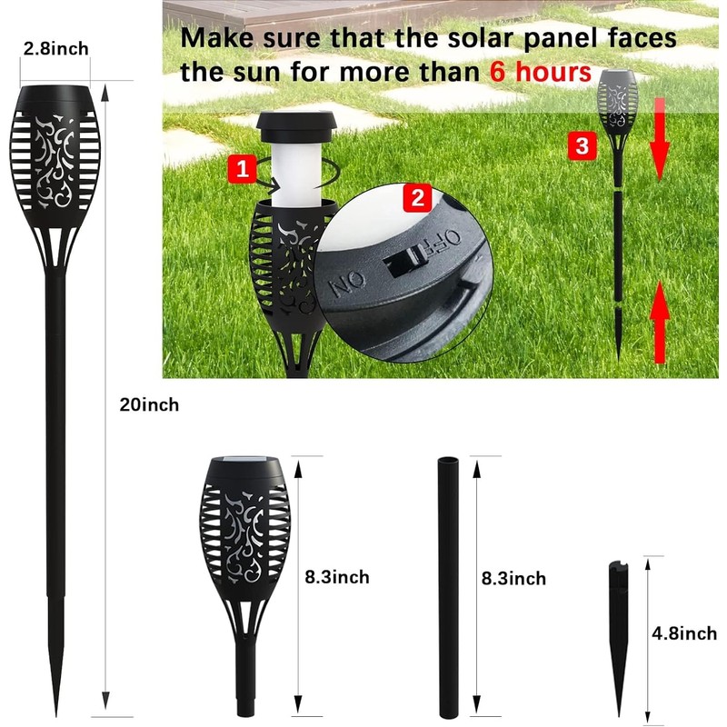 Solar Torch Lights Outdoor Flickering Flame for Halloween Decorations