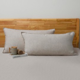 CHUFFED Linen Pillowcases 2 Pack 100% Linen Standard Pillow Cases, Breathable and Cooling Washed Pillowshams with Zipper Closure, 20x36 Inches,Natural Linen