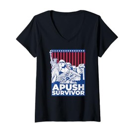 Womens APUSH Survivor 2025 AP Exam For Students Funny Test Joke V-Neck T-Shirt