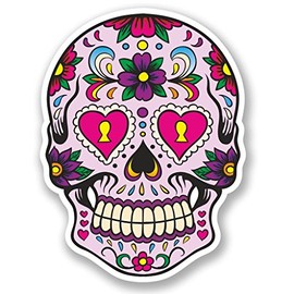 2 x 10cm/100mm Sugar Skull Window Cling Sticker Car Van Campervan Glass #5669