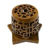 Resin Incense Burner with Metal Insert Bowl, Geometric Cut Out