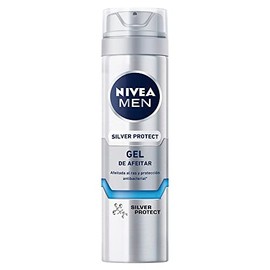 NIVEA MEN Gel para Afeitar Silver Protect (200 ml) Antibacterial con Iones de Plata, Manzanilla y Pro Vitamina B5 para una afeitada al ras