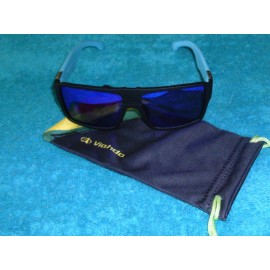 Viahda Polarized Sunglasses Black With Blue Trim Frames Blue Tint Mirror Lens