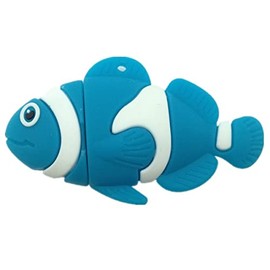 Blue Fish USB Flash Drive 8GB - Memory Stick Data Storage - Pendrive - Blue and white