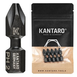 KANTARO 4073 Bit PH2 x 25 mm (Pack of 5) Made in Germany with Torsion Zone PH Bit for Phillips Screws