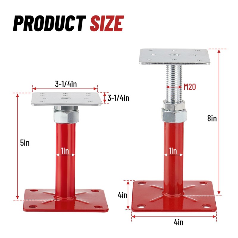 TRUCFUSION House Floor Jacks, 5-8" Height Range Adjustable Screw Jacks