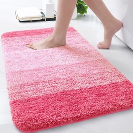 Arotive Microfiber Bathroom Rugs, Shaggy Soft and Absorbent Bath Rug, Non-Slip, Thick Plush Machine Washable Dry Bath Mats for Bathroom, Tub and Shower, 30x20, Pink