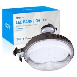 TORCHSTAR 11.81Inch 100W LED Barn Light, 120-277V Dusk to Dawn Area Lights with Photocell, Outdoor Security Flood Lighting, ETL Listed, IP65 Waterproof, Aluminum, Garage, Yard, 5000K Daylight, Bronze