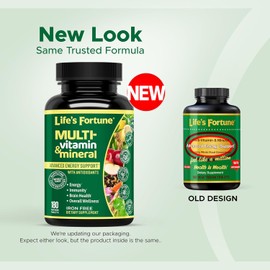Life's Fortune Whole Food Multivitamin & Mineral, Advanced Energy Support Supplement, Daily Wellness for Men & Women, Amino Acids, 180 Vegetarian Tablets