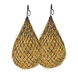 2 Pcs Hay Bags for Horses: 40 inch Long Slow Feed Hay Net for Horses - 2 * 2 inch Holes Mess with Nylon Rope Hanging (Black)