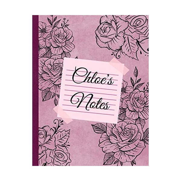 Chloe’s Notes: Custom Name Personalized Journal with Roses. Old Pink