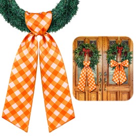 VitalCozy 2 Pcs Wreath Sash for Front Door Chinoiserie Patriotic Wreath Sash Wreath Accessories for Embroidery Monogram Outdoor Indoor Party Yard Doorway 4.5" W x 56" L (Autumn)