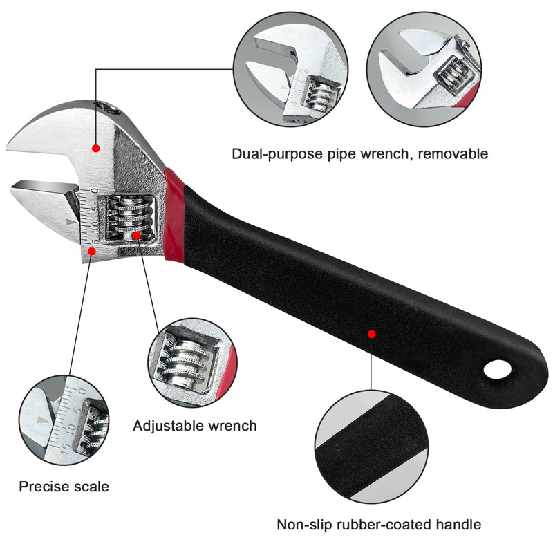 Gentpovth 6 inch/150 mm adjustable wrench, single open-end wrench, max