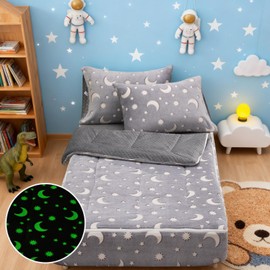A Nice Night Starry All-in-One Plush Zipper Bedding Set, Twin for Kids