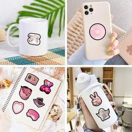 Mistree Kawaii Stickers Pink Girls for Laptop Scrapbooking 4-5 cm Pack of 50