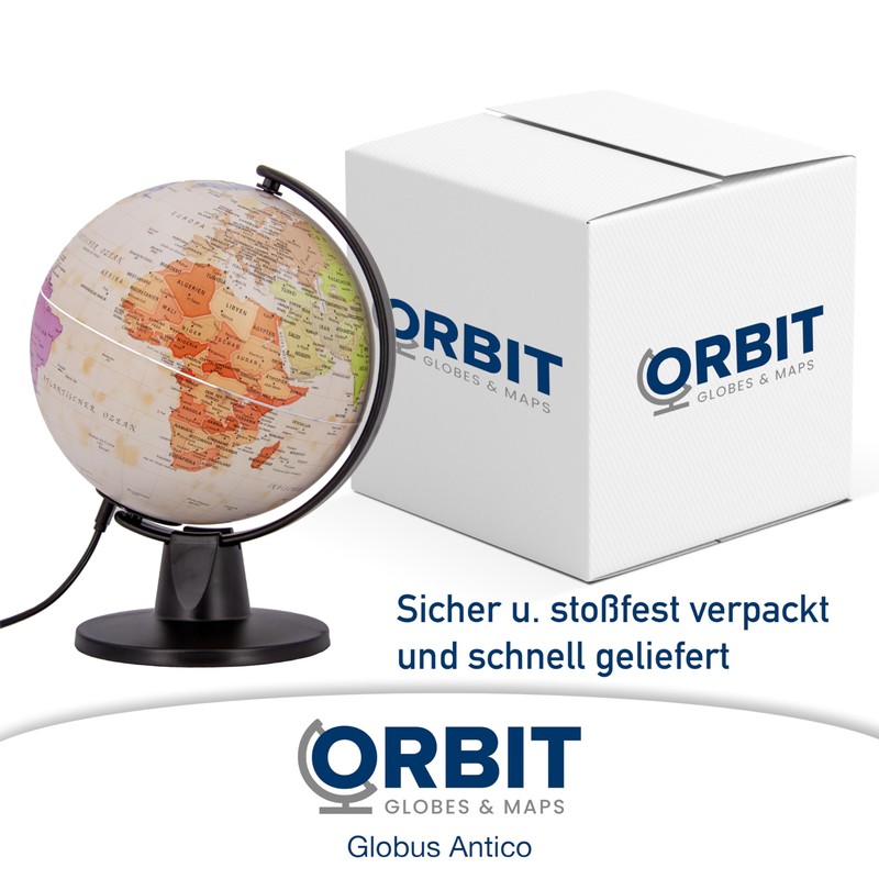 ORBIT Globes & Maps - Retro-Globus - 16cm Mini-Leucht-Globus im