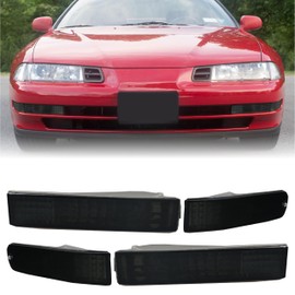 USR DEPO 92-96 Prelude Bumper Lights - Front Smoke Parking Turn Signal Lamp Set (Left + Right) Compatible with 1992-1996 Honda Prelude S and Si VTEC (All Smoked Lens, 4 Pieces Set)