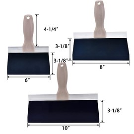 scottchen PRO Drywall Taping Knife 6-8-10in Blue Steel Blade Anti-Rust with Comfort Grip Handle - S/3